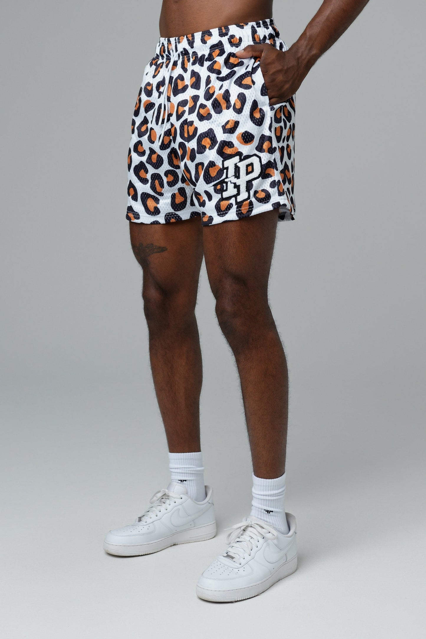 Men's Graphic Mesh Shorts - Cheetah W/O