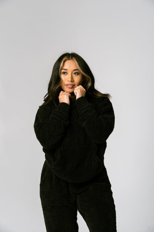 Teddy Fleece Hoodie - Black