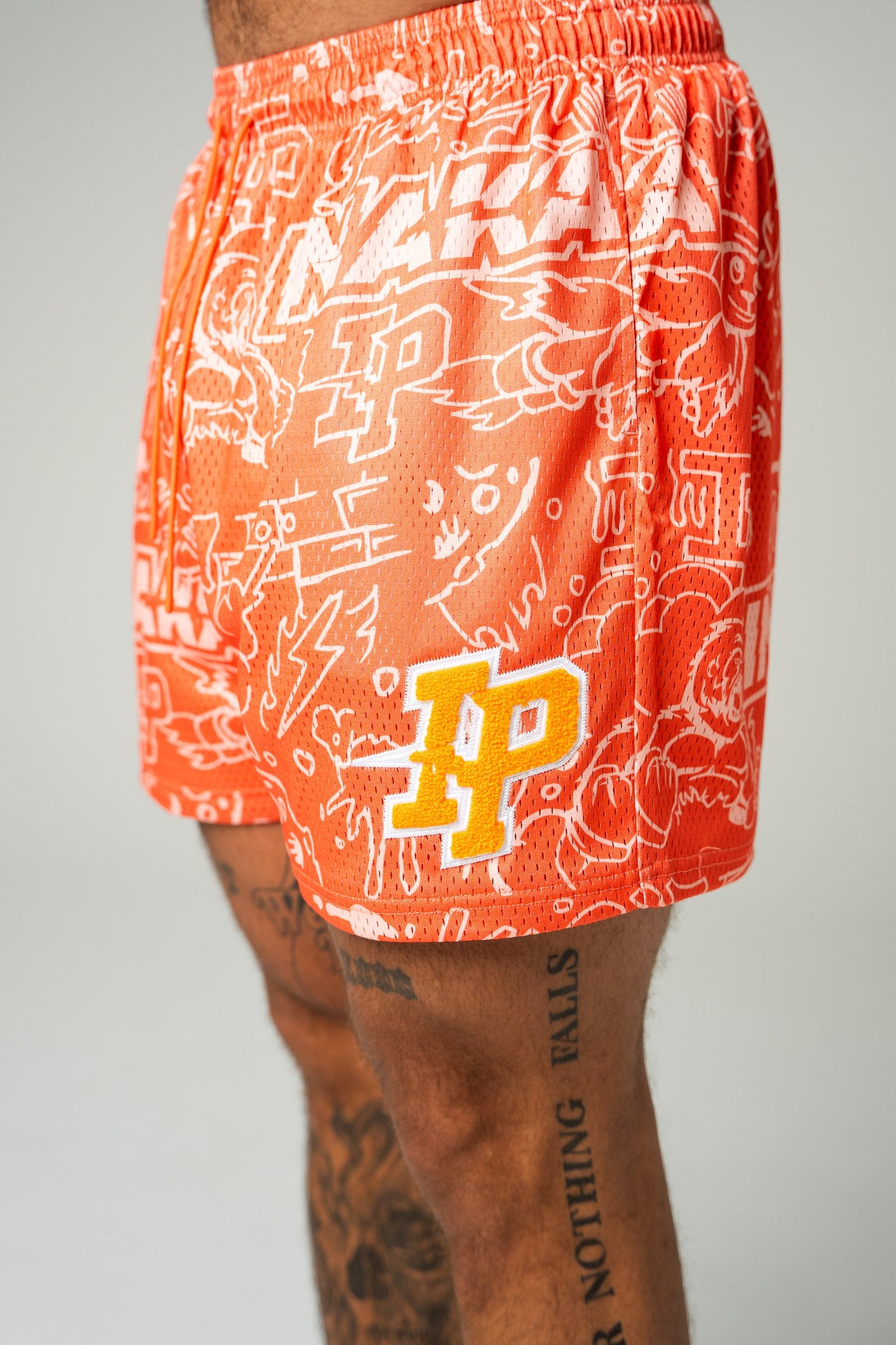 Graphic Mesh Shorts - Peach Mango