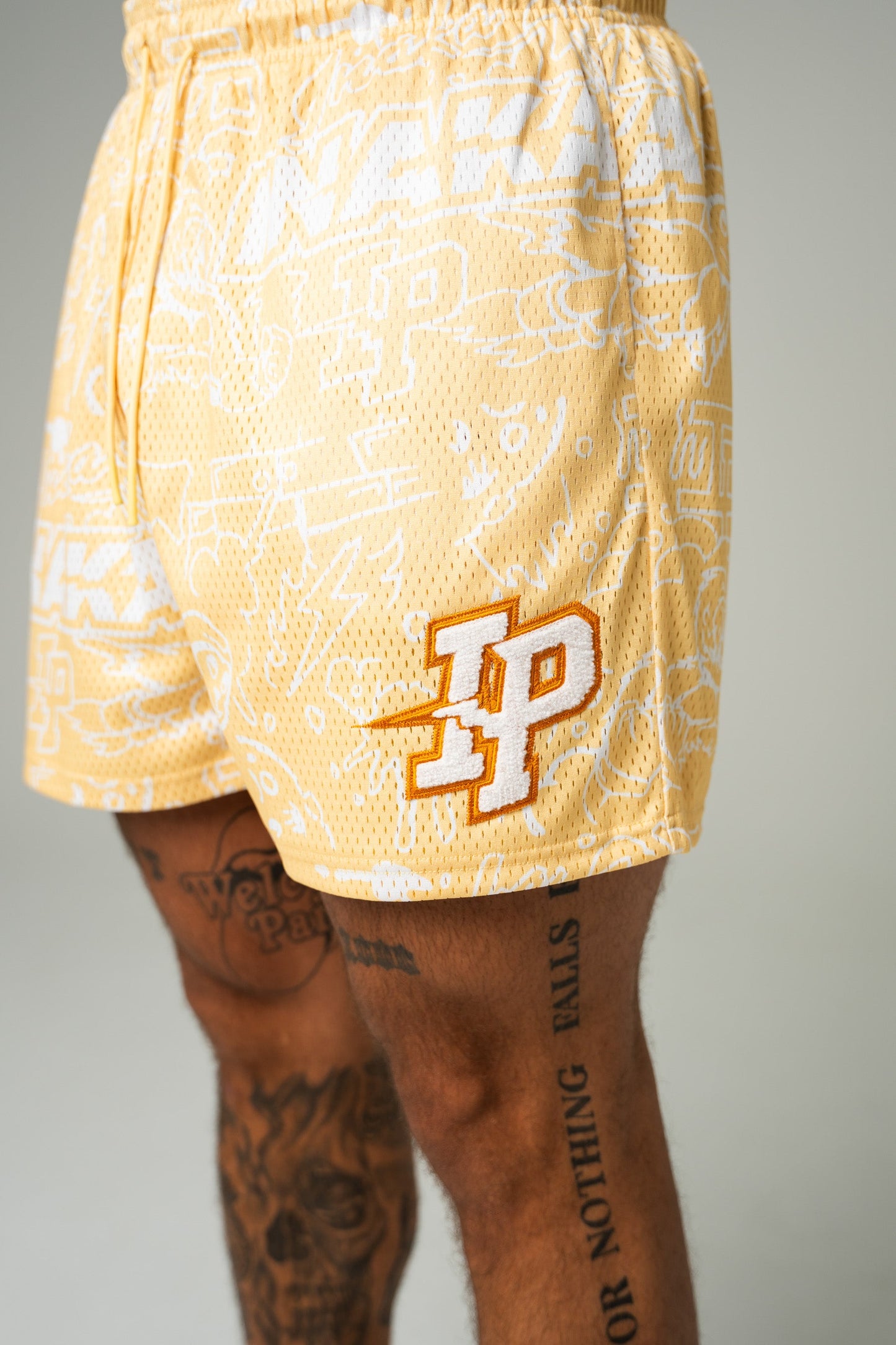 Graphic Mesh Shorts - Pina Colada