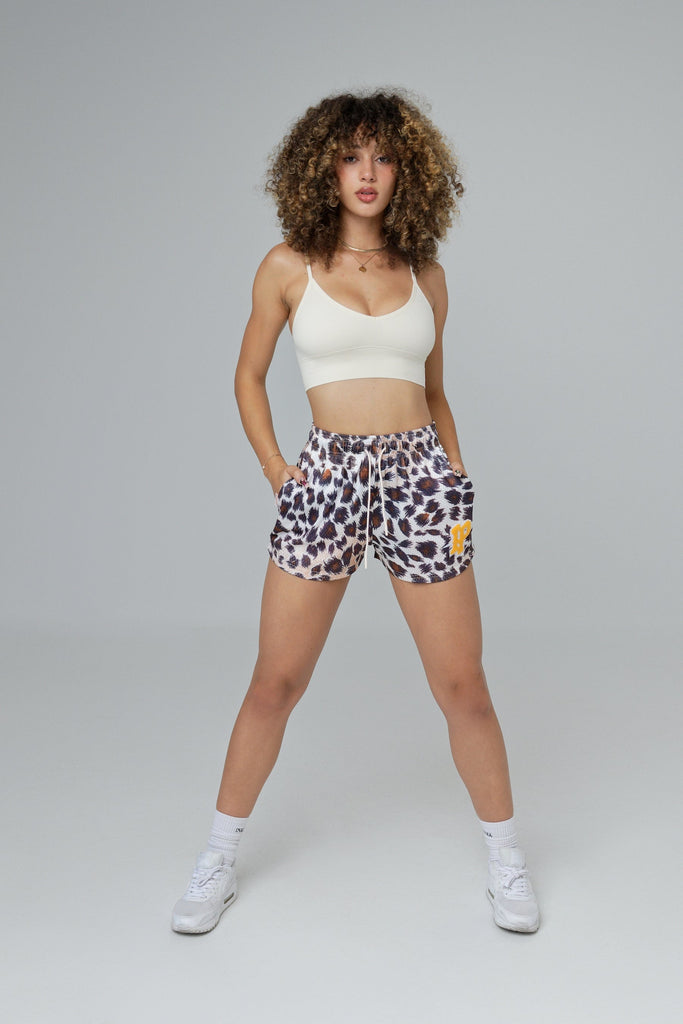 Women's Graphic Mesh Shorts - Cheetah